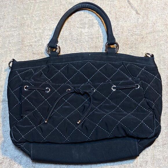 VERA BRADLEY LARGE QUILTED BLACK PURSE TOTE SHOPPER HAND BAG - Picture 1 of 5